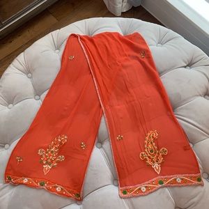 Pure silk bead embroidered scarf